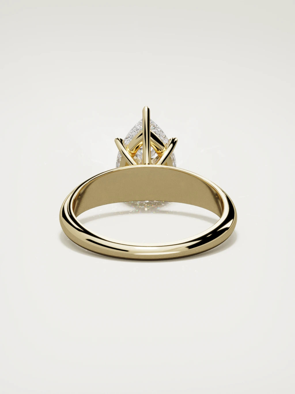The Aire pear-shaped lab-grown diamond solitaire in 14K yellow gold, back view