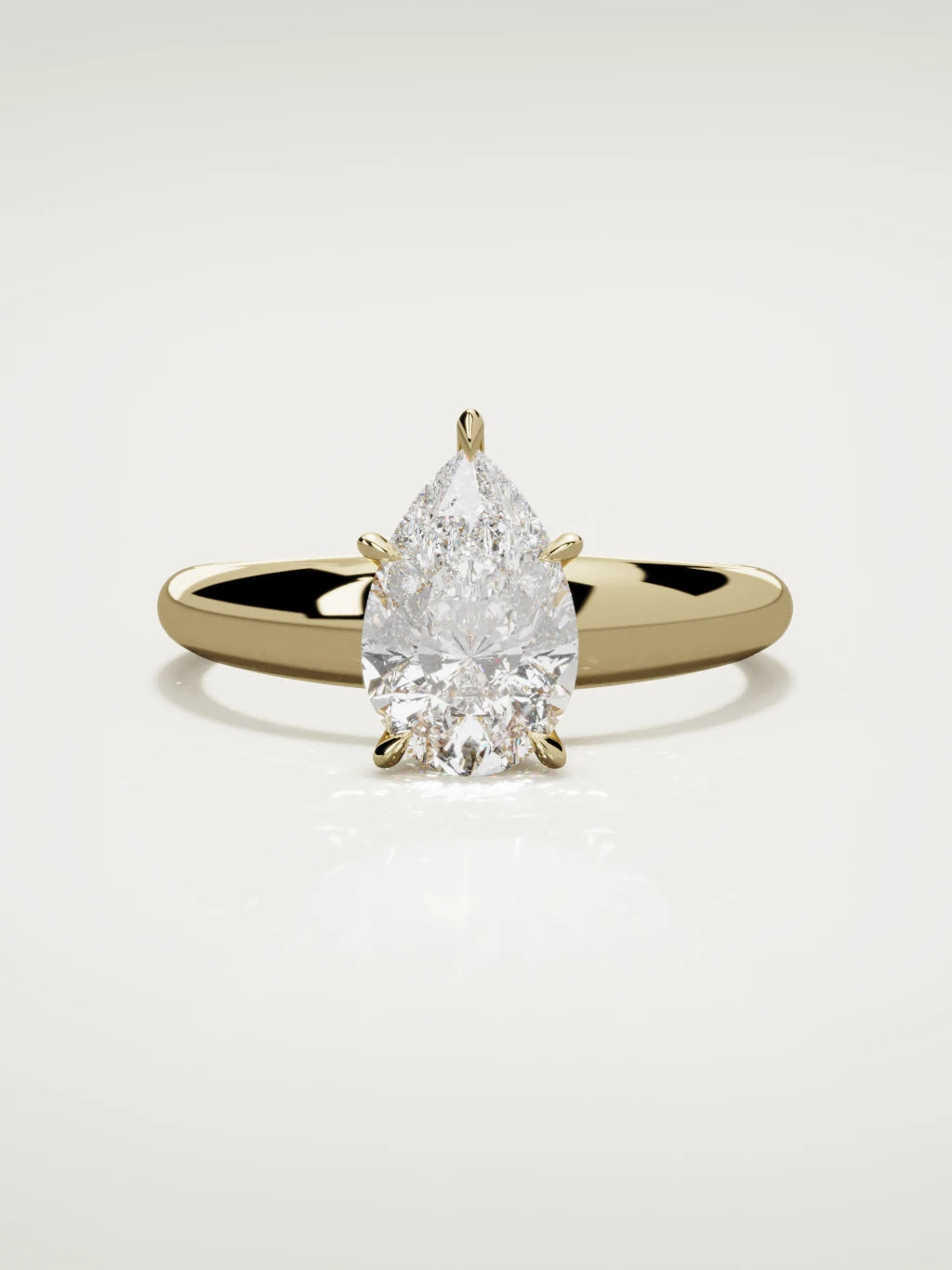 The Aire pear-shaped lab-grown diamond solitaire in 14K yellow gold, front view