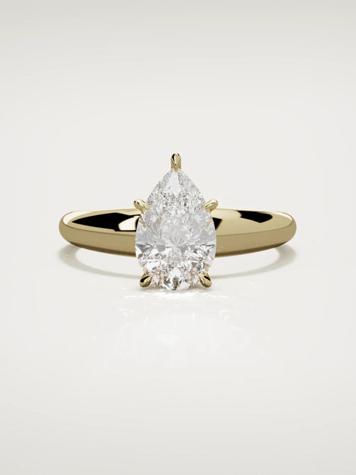 The Aire pear-shaped lab-grown diamond solitaire in 14K yellow gold, front view