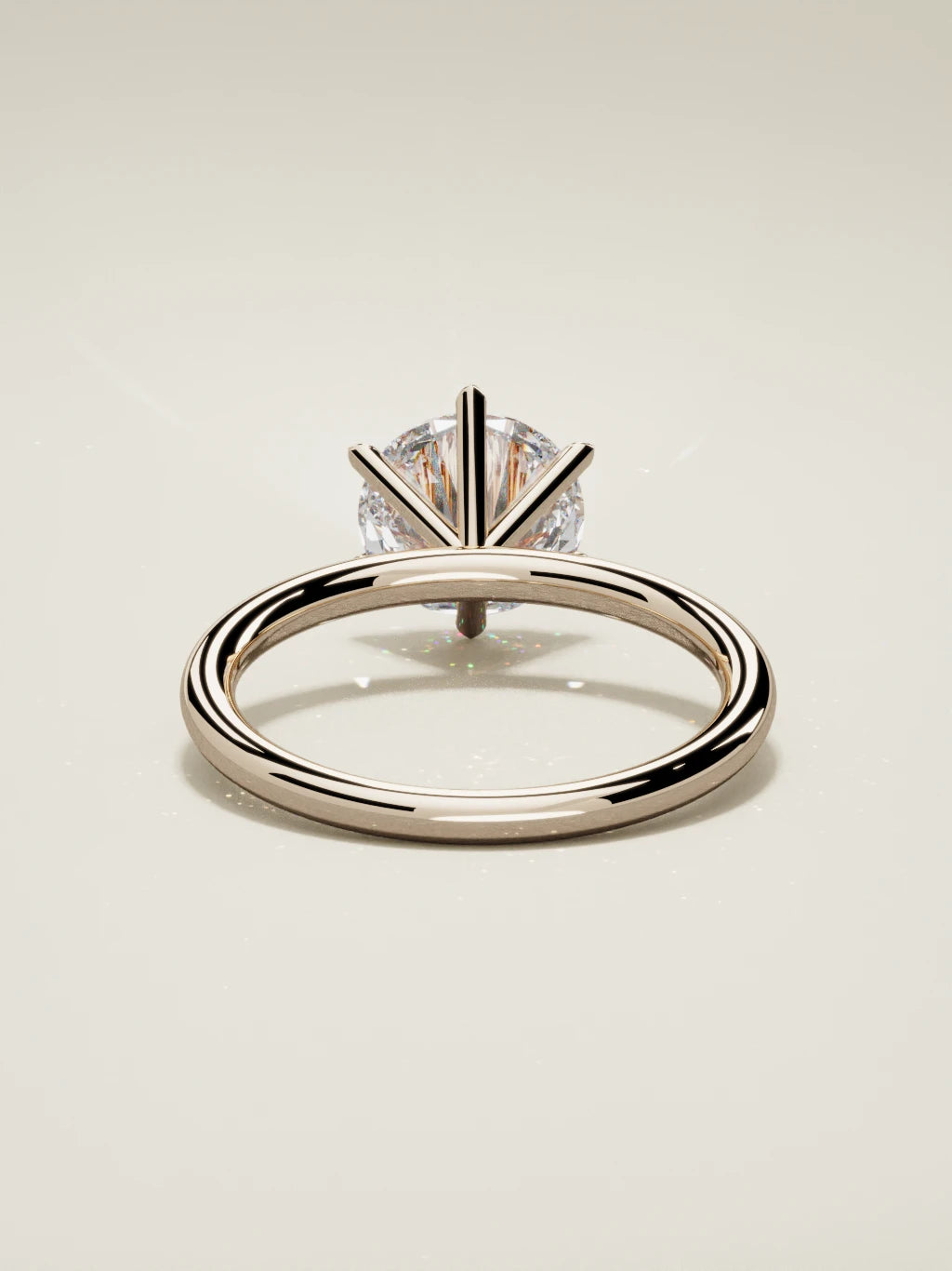 The Alba round lab-grown diamond solitaire in 14K rose gold, back view