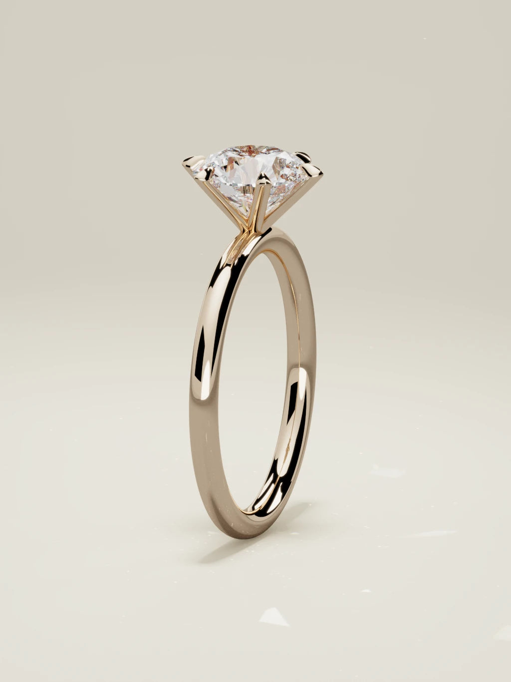 The Alba round lab-grown diamond solitaire in 14K rose gold, standing front view