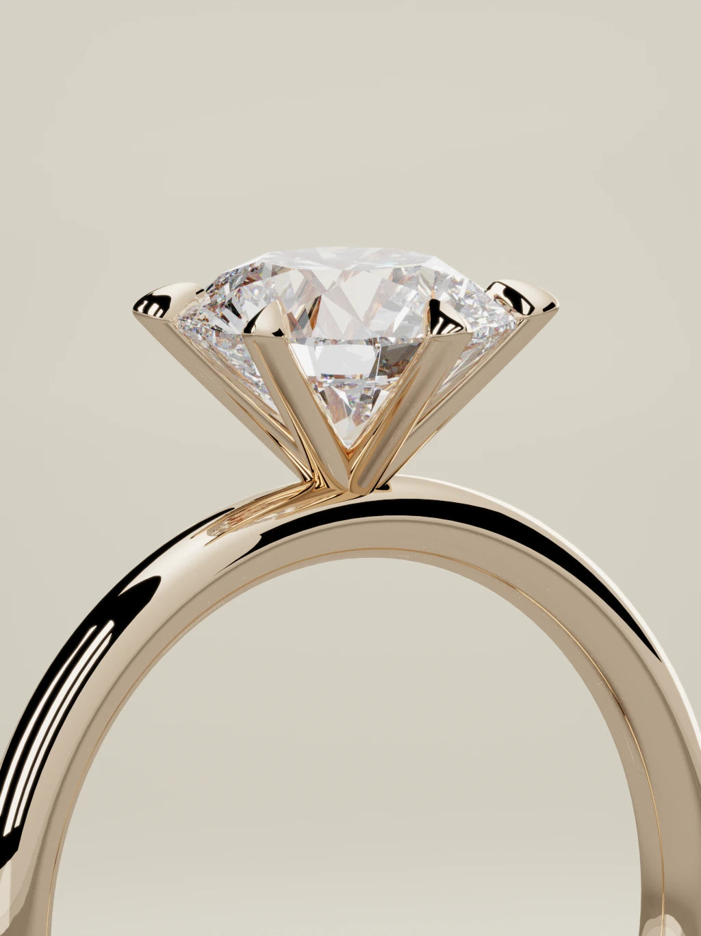 The Alba round lab-grown diamond solitaire in 14K rose gold, standing three-quarter view
