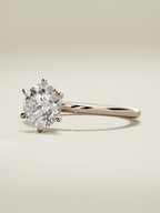 The Alba round lab-grown diamond solitaire in 14K rose gold, three-quarter view