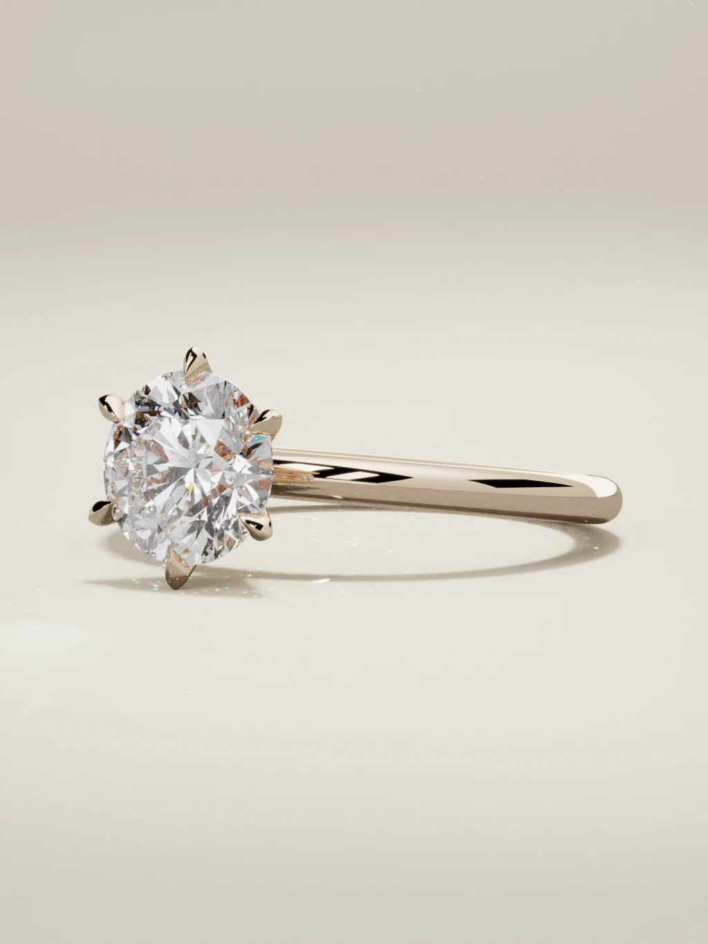 The Alba round lab-grown diamond solitaire in 14K rose gold, three-quarter view