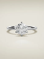The Alba round lab-grown diamond solitaire in 14K white gold, front view
