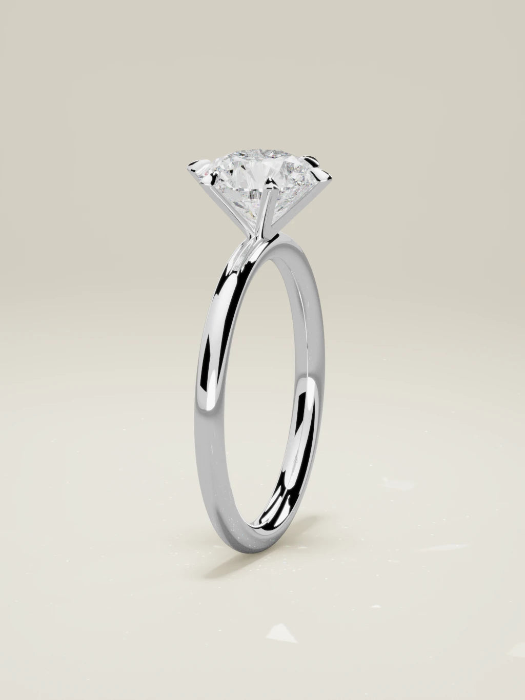 The Alba round lab-grown diamond solitaire in 14K white gold, standing front view