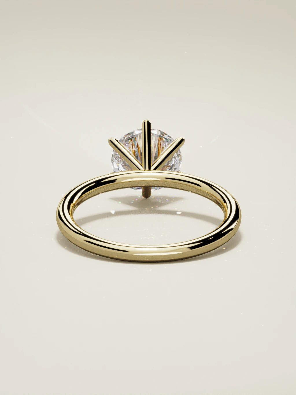 The Alba round lab-grown diamond solitaire in 14K yellow gold, back view