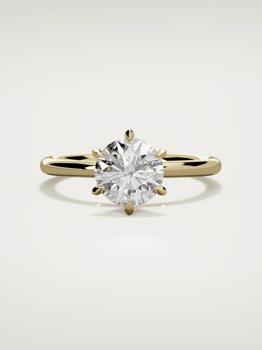 The Alba round lab-grown diamond solitaire in 14K yellow gold, front view