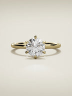 The Alba round lab-grown diamond solitaire in 14K yellow gold, front view