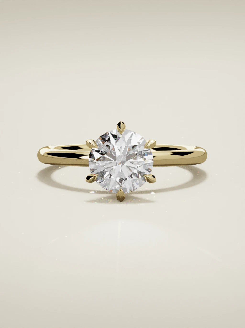 The Alba round lab-grown diamond solitaire in 14K yellow gold, front view