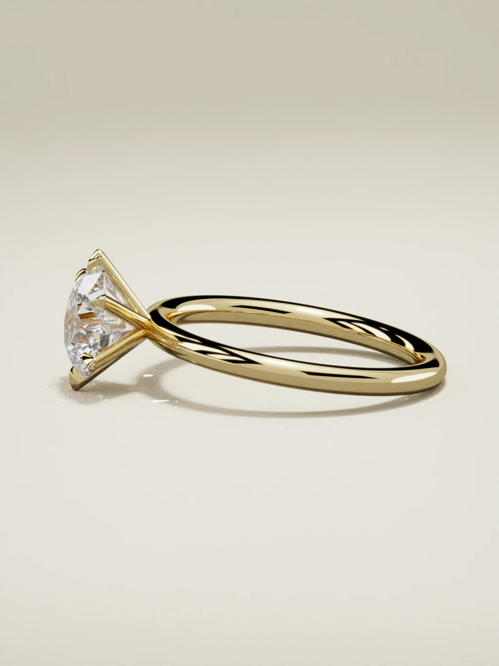 The Alba round lab-grown diamond solitaire in 14K yellow gold, side view
