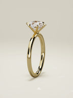 The Alba round lab-grown diamond solitaire in 14K yellow gold, standing front view