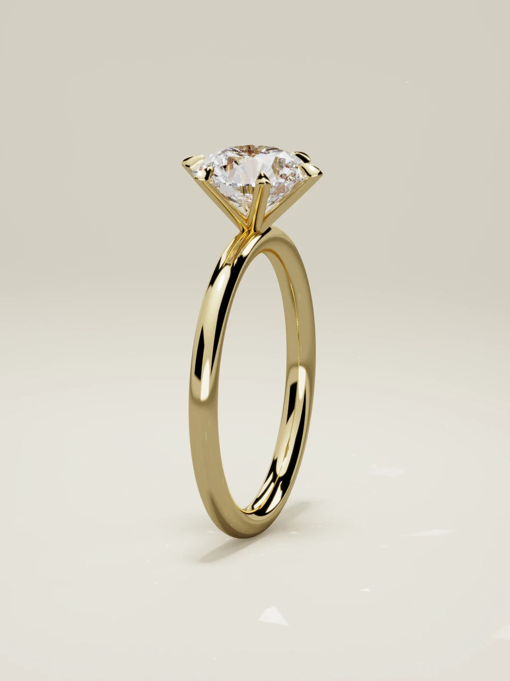 The Alba round lab-grown diamond solitaire in 14K yellow gold, standing front view