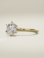 The Alba round lab-grown diamond solitaire in 14K yellow gold, three-quarter view