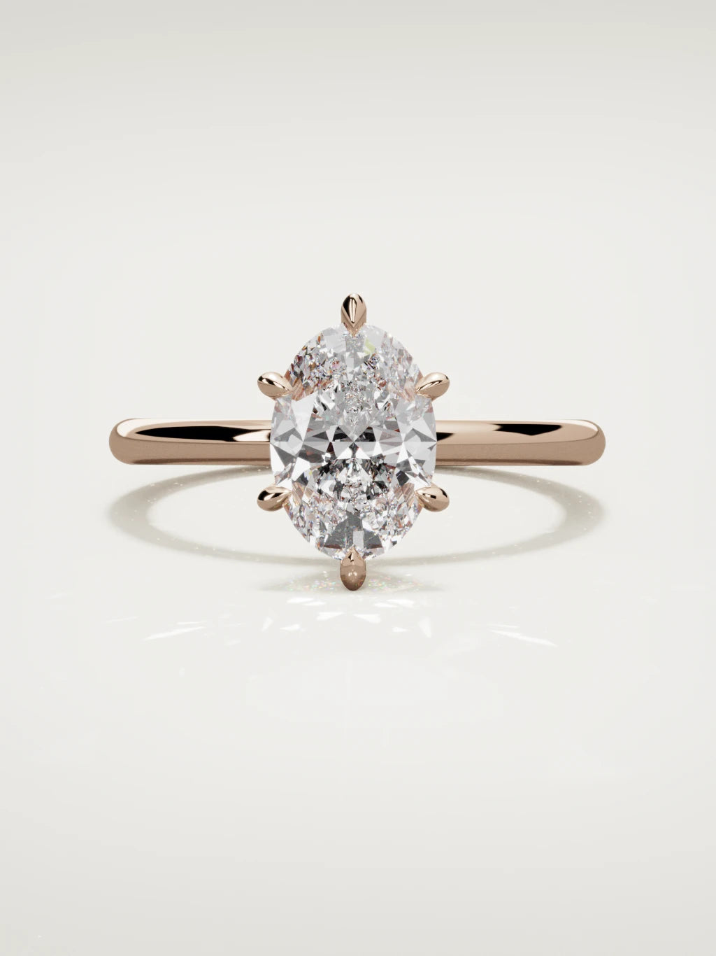 The Alba oval lab-grown diamond solitaire in 14K rose gold, front view