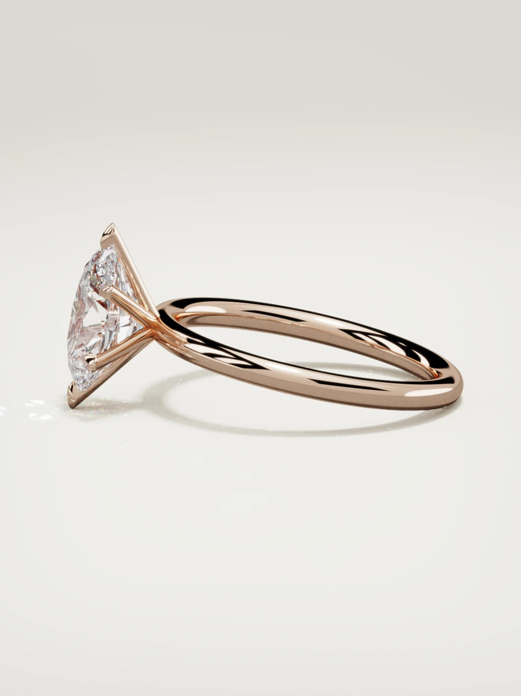 The Alba oval lab-grown diamond solitaire in 14K rose gold, side view