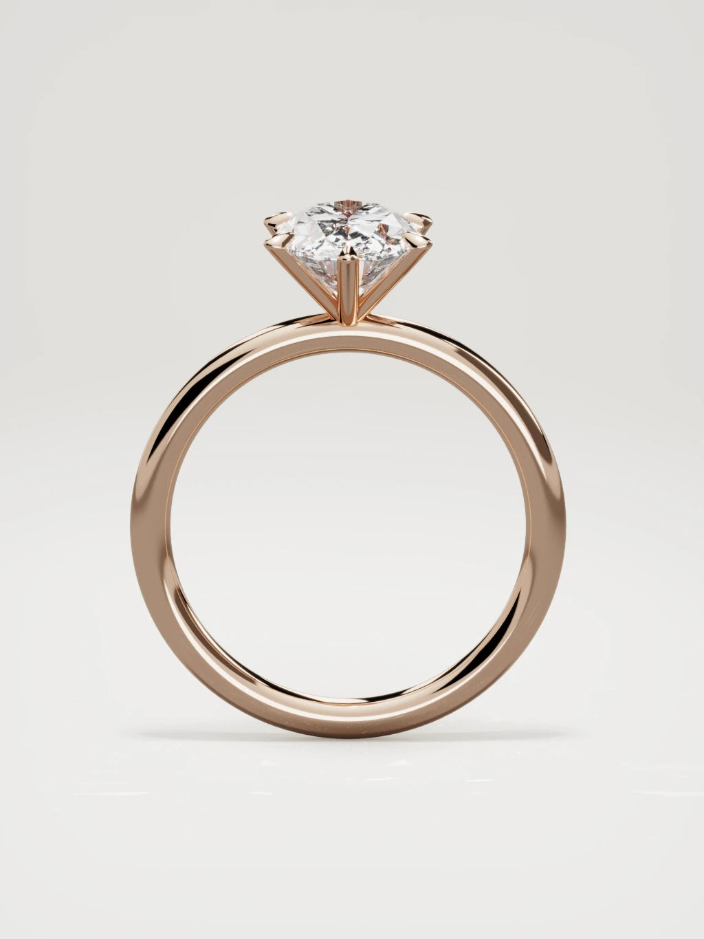 The Alba oval lab-grown diamond solitaire in 14K rose gold, standing front view