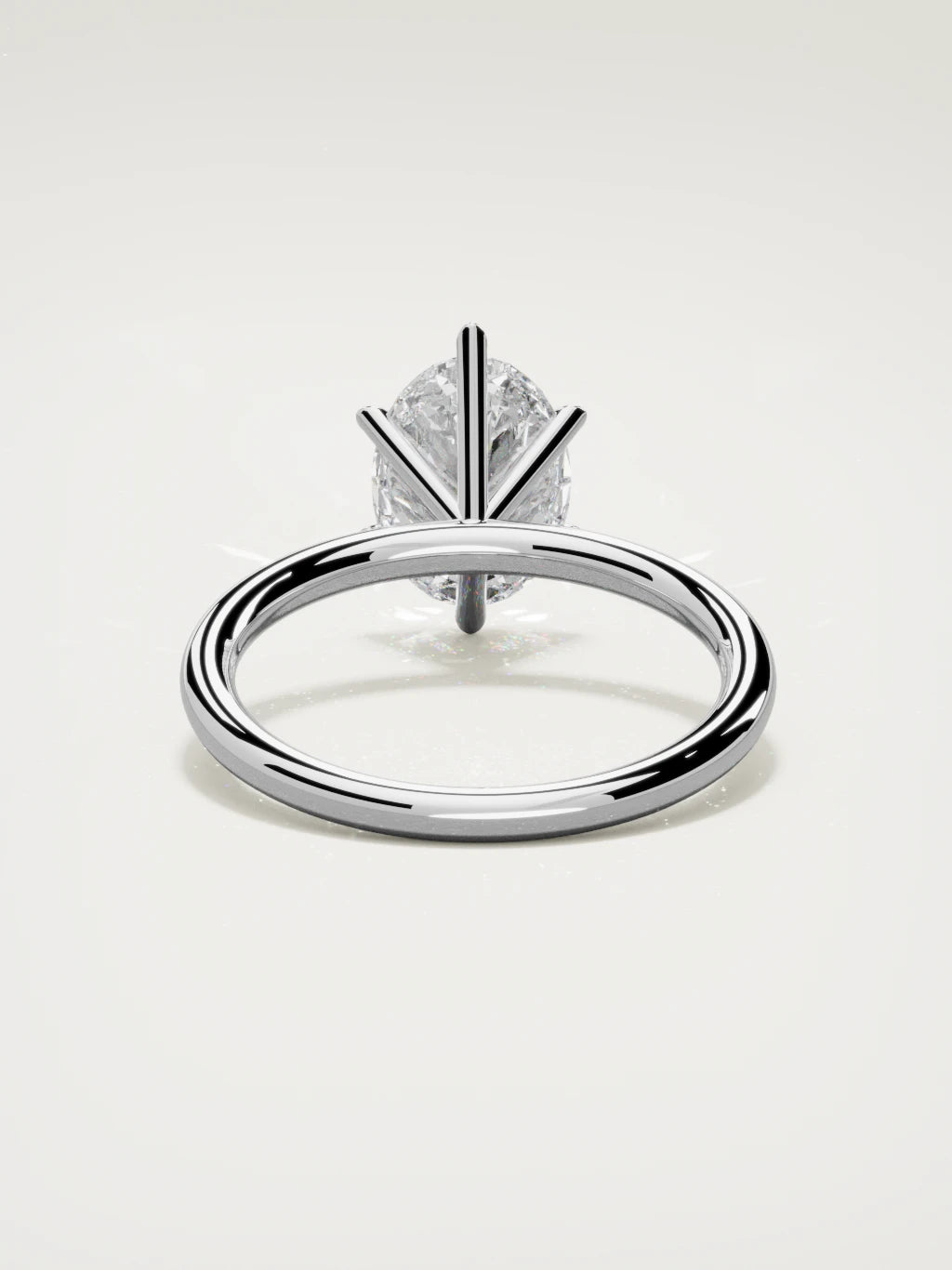 The Alba oval lab-grown diamond solitaire in 14K white gold, back view