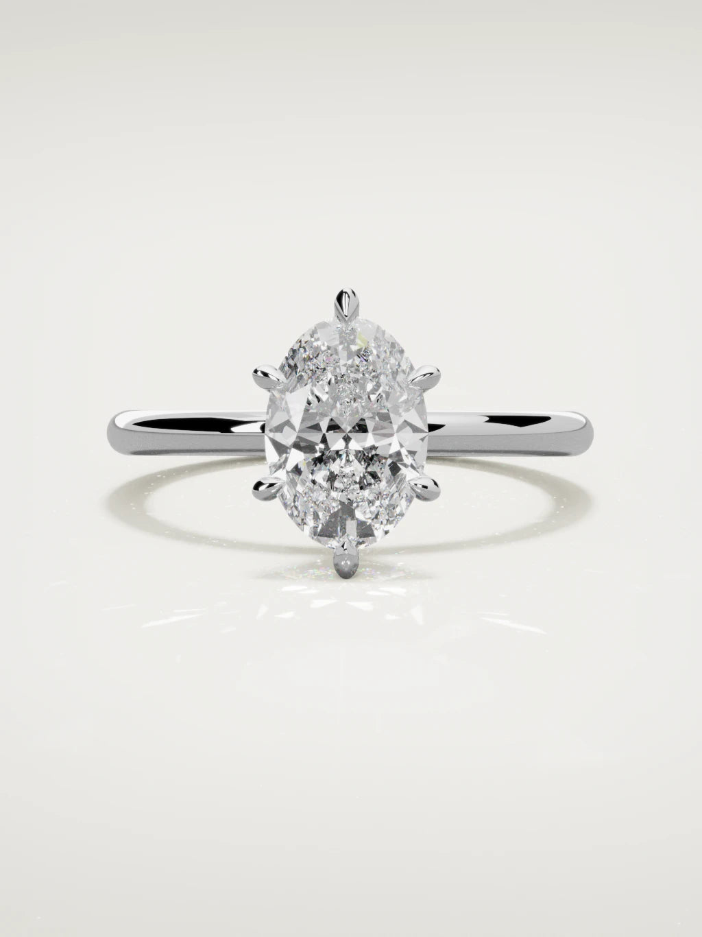The Alba oval lab-grown diamond solitaire in 14K white gold, front view