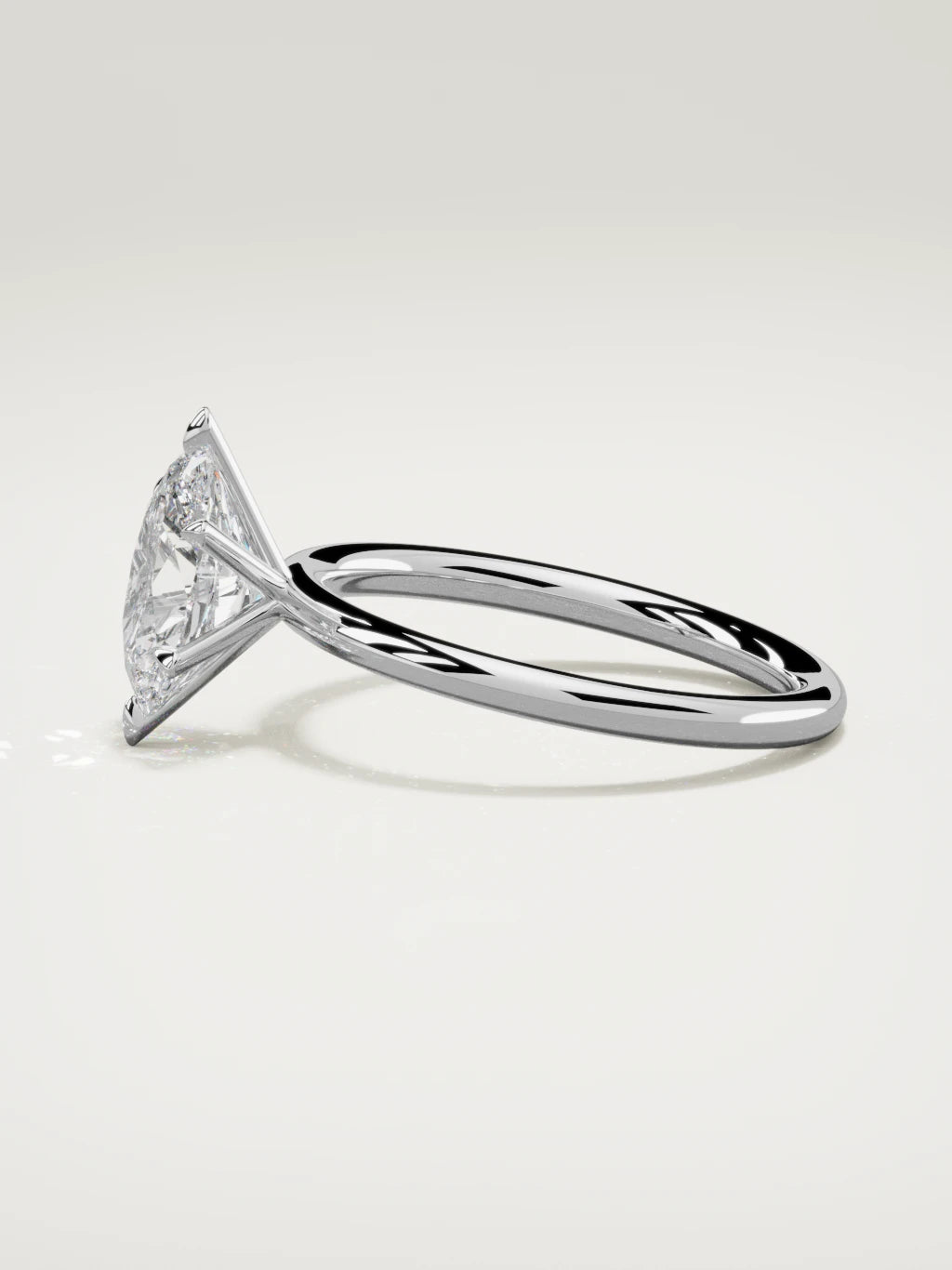 The Alba oval lab-grown diamond solitaire in 14K white gold, side view