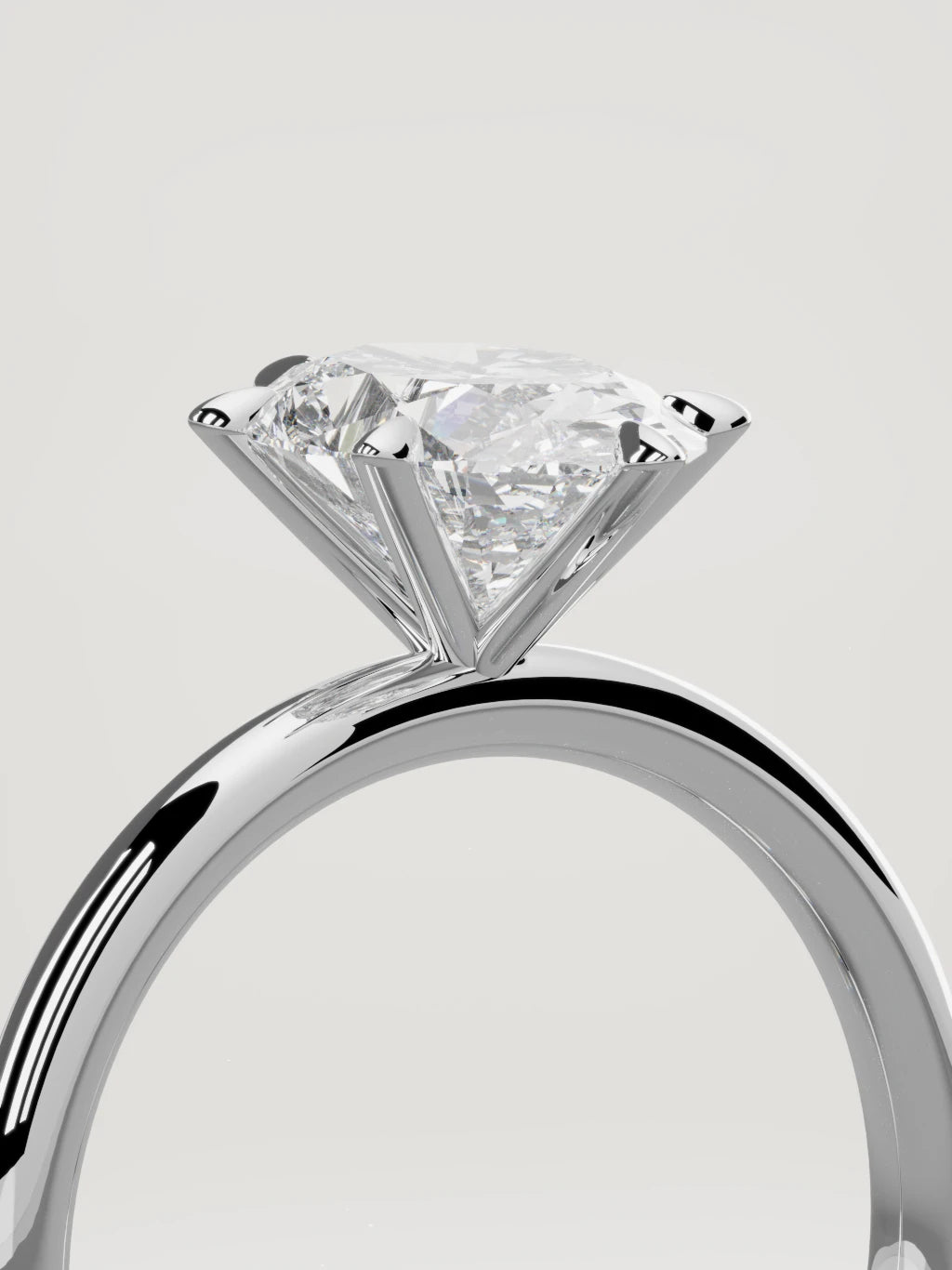 The Alba oval lab-grown diamond solitaire in 14K white gold, standing three-quarter view