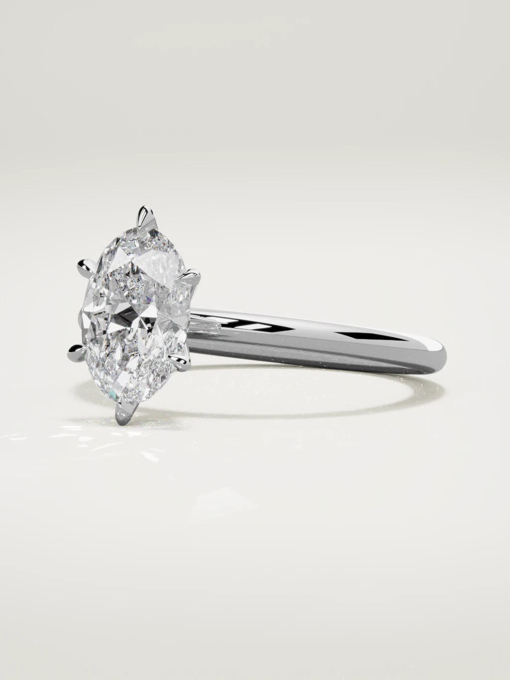 The Alba oval lab-grown diamond solitaire in 14K white gold, three-quarter view