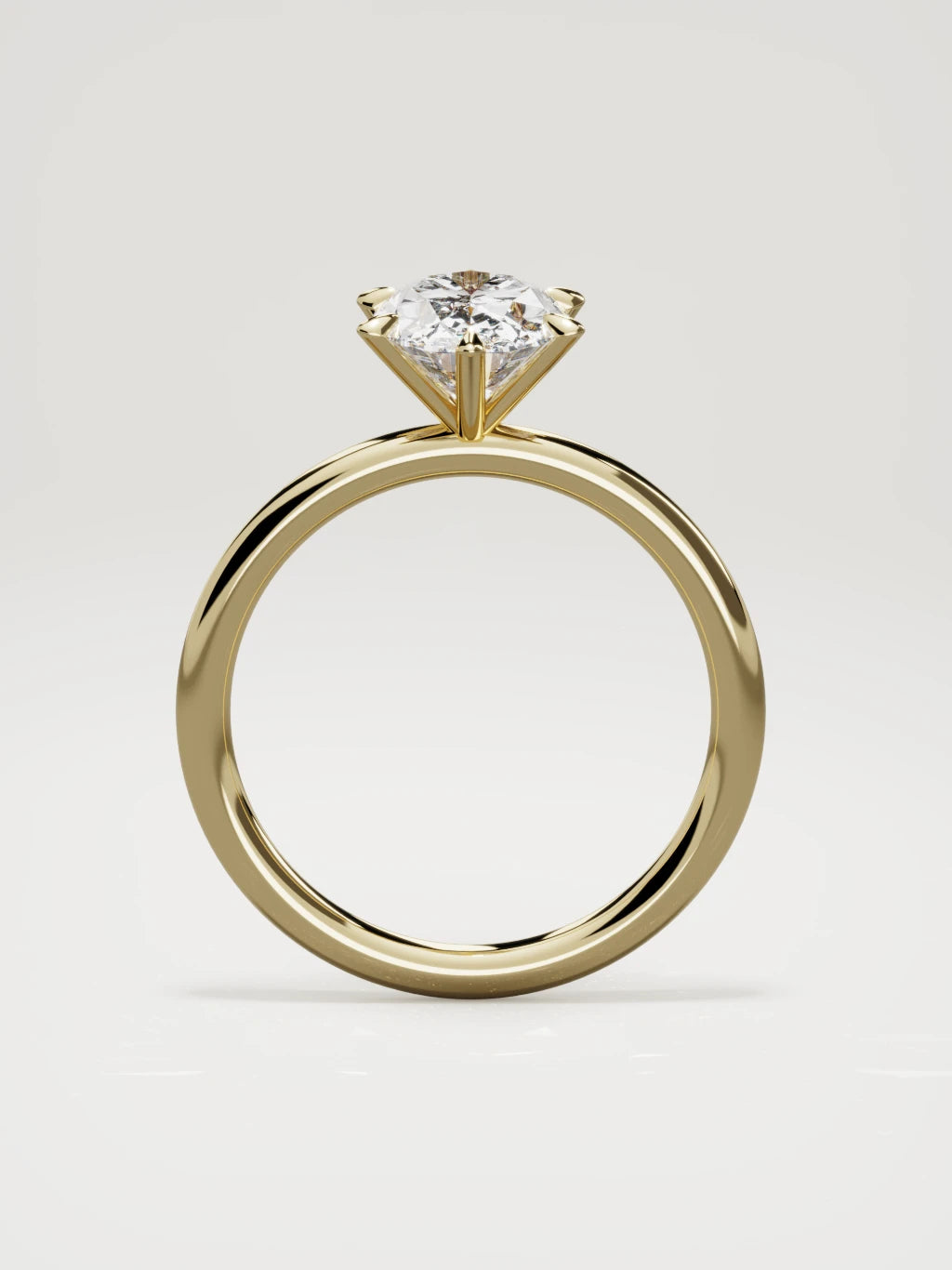The Alba oval lab-grown diamond solitaire in 14K yellow gold, standing front view
