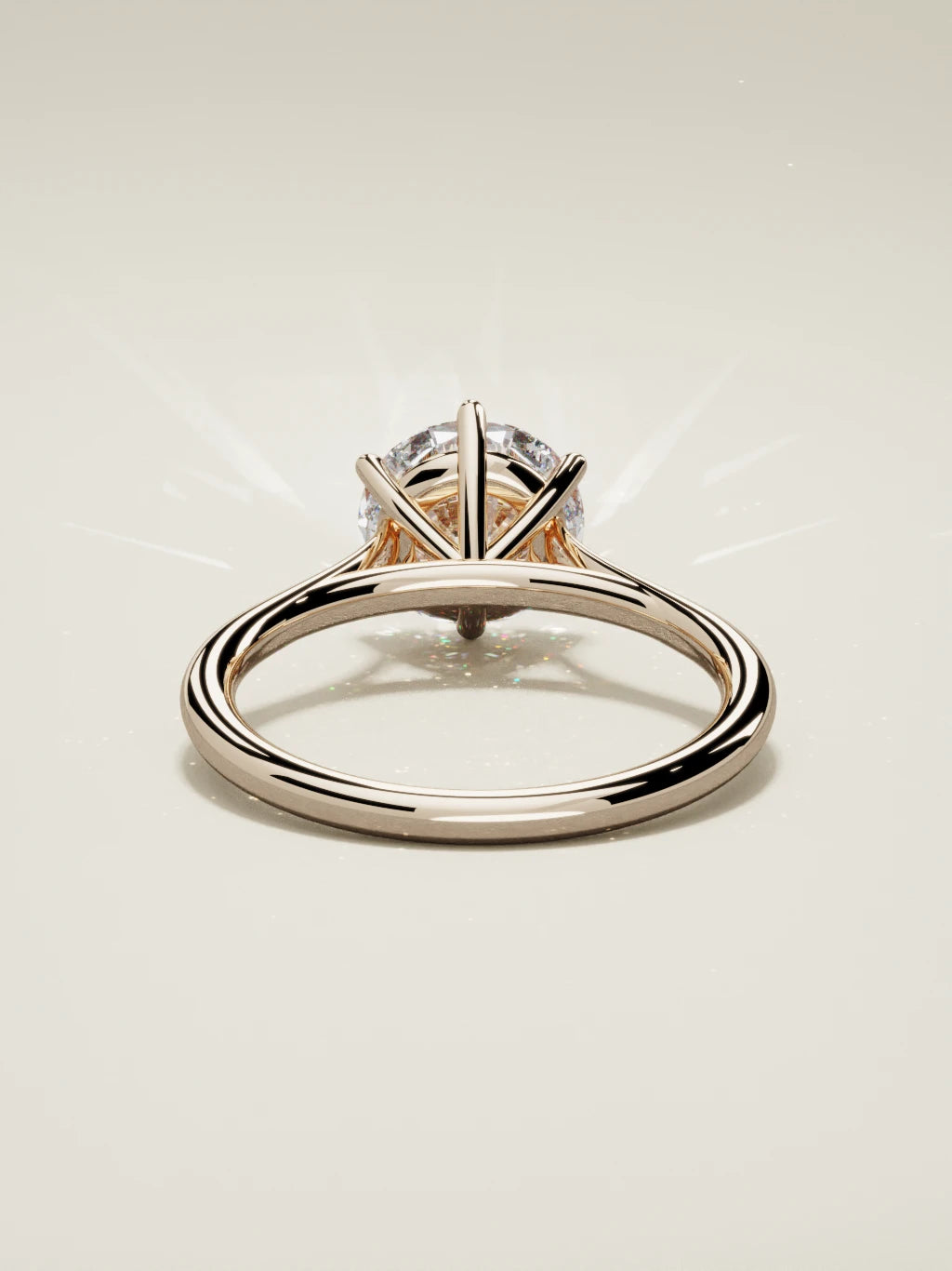The Altar round lab-grown diamond solitaire in 14K rose gold, back view