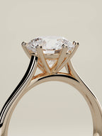 The Altar round lab-grown diamond solitaire in 14K rose gold, standing three-quarter view