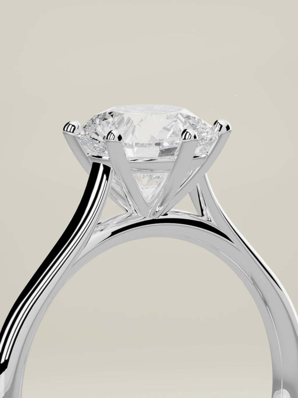 The Altar round lab-grown diamond solitaire in 14K white gold, standing three-quarter view