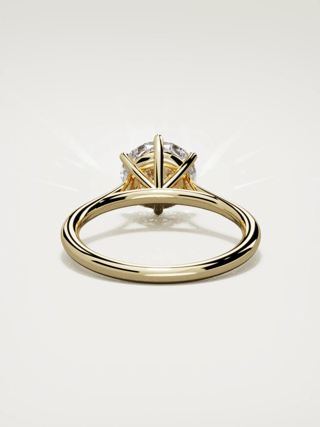 The Altar round lab-grown diamond solitaire in 14K yellow gold, back view