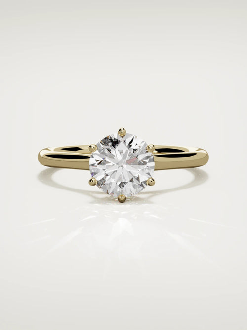 The Altar round lab-grown diamond solitaire in 14K yellow gold, front view