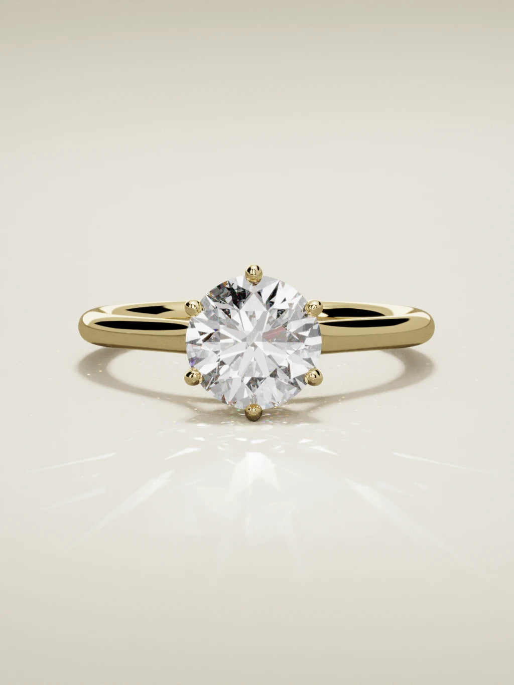 The Altar round lab-grown diamond solitaire in 14K yellow gold, front view