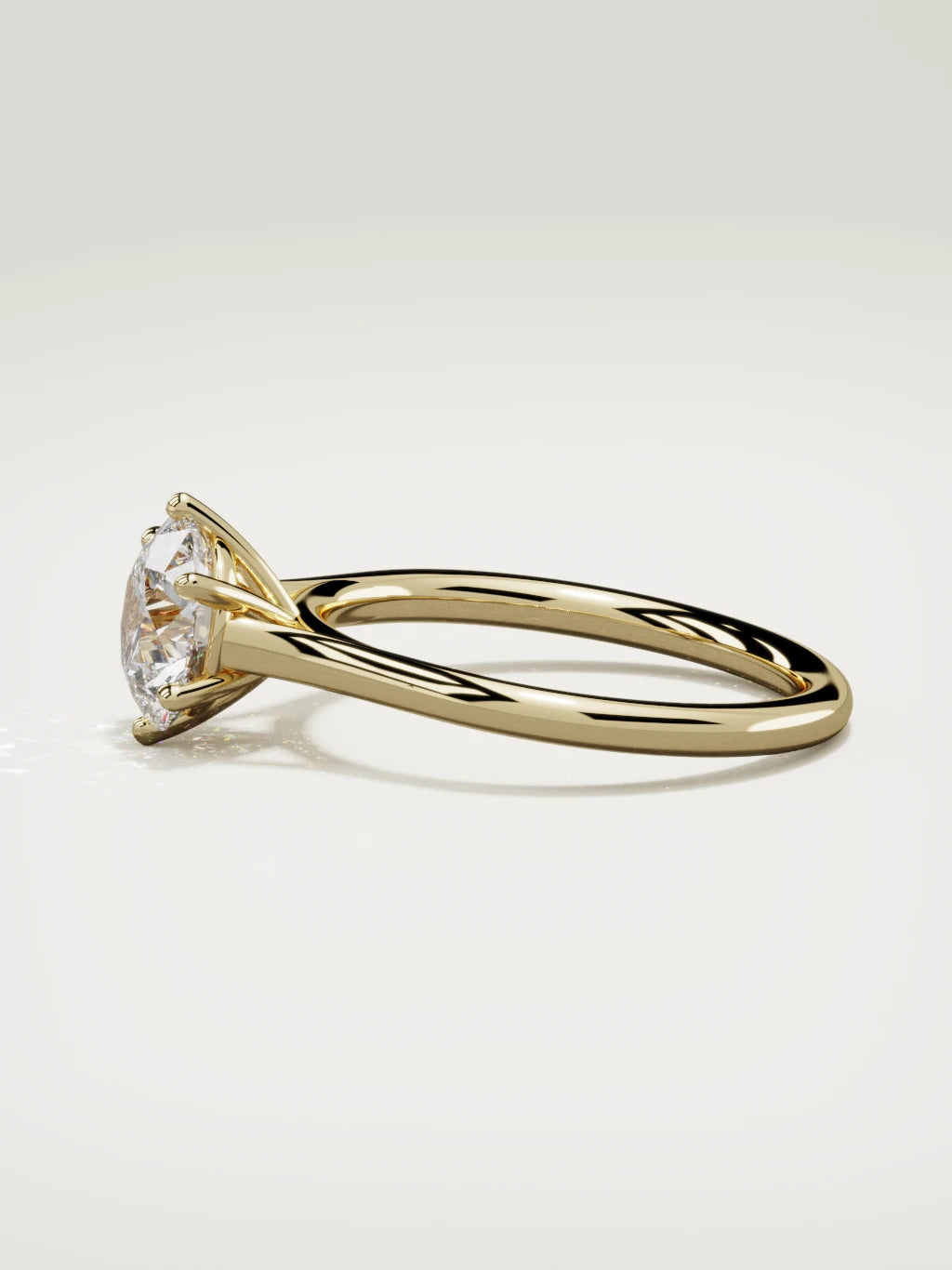 The Altar round lab-grown diamond solitaire in 14K yellow gold, side view