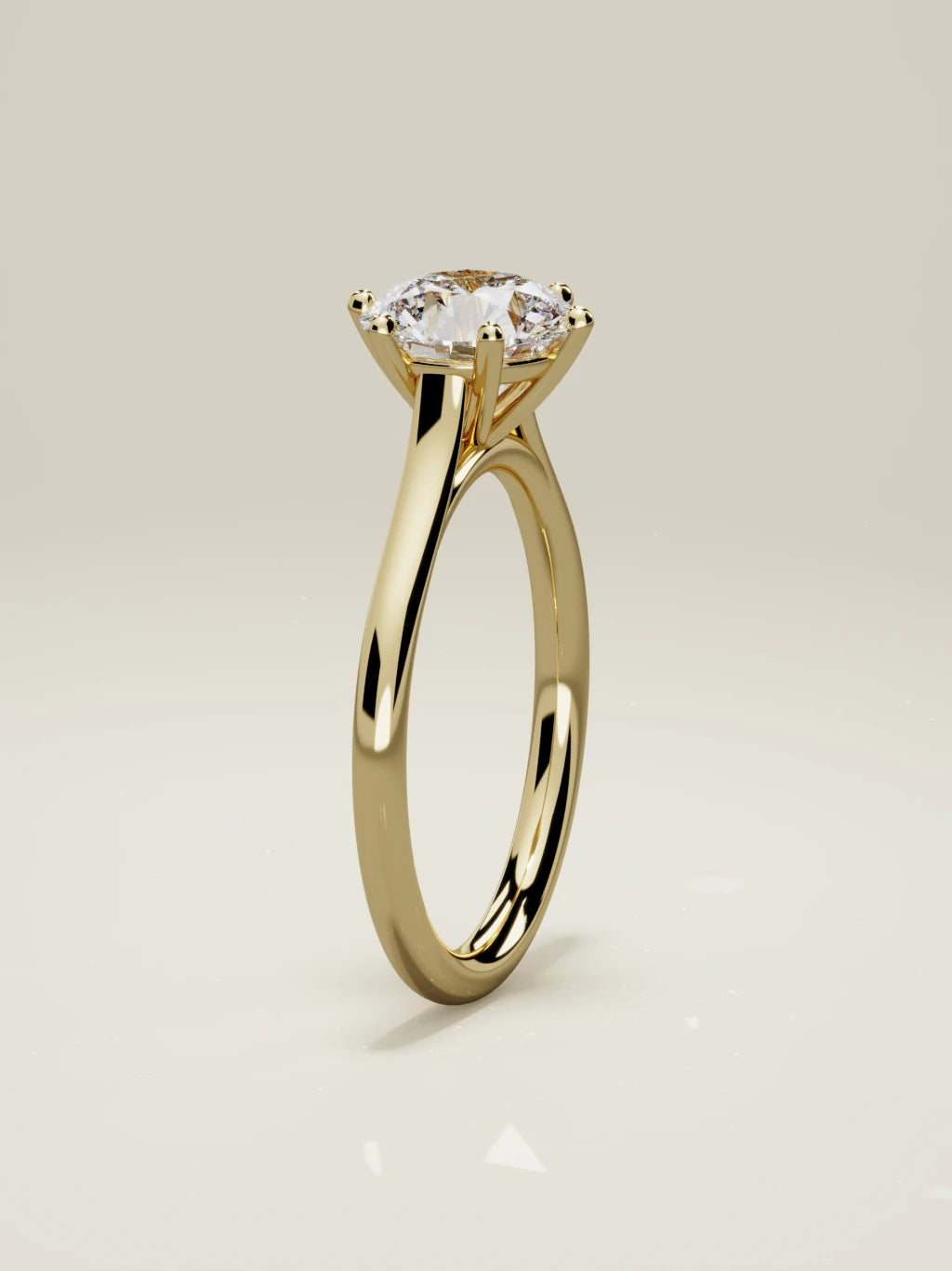 The Altar round lab-grown diamond solitaire in 14K yellow gold, standing front view