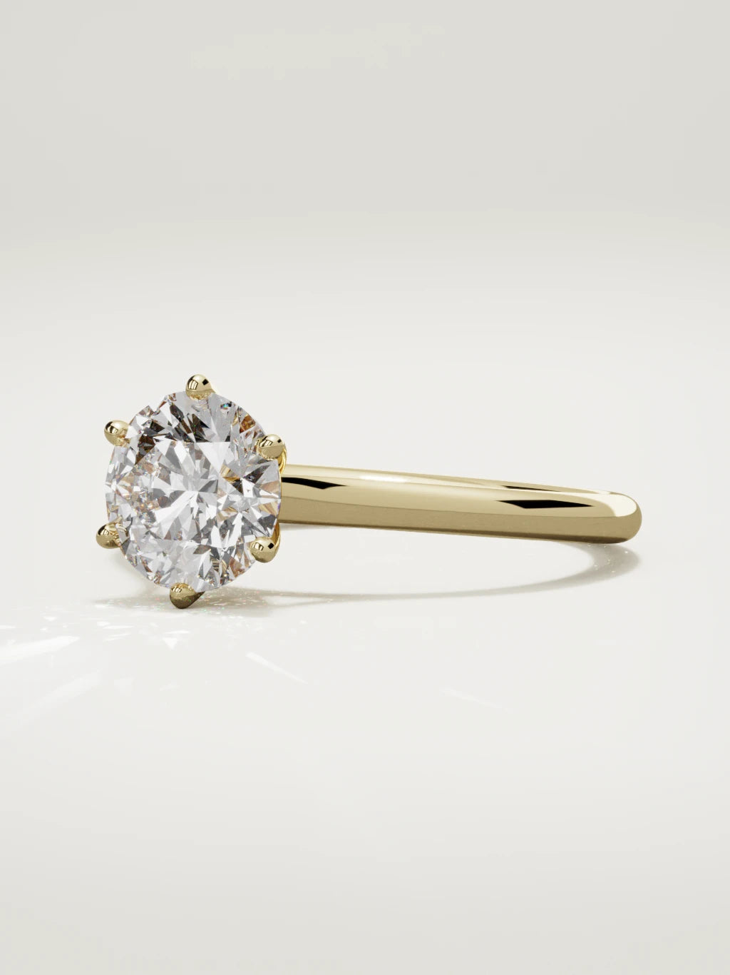 The Altar round lab-grown diamond solitaire in 14K yellow gold, three-quarter view