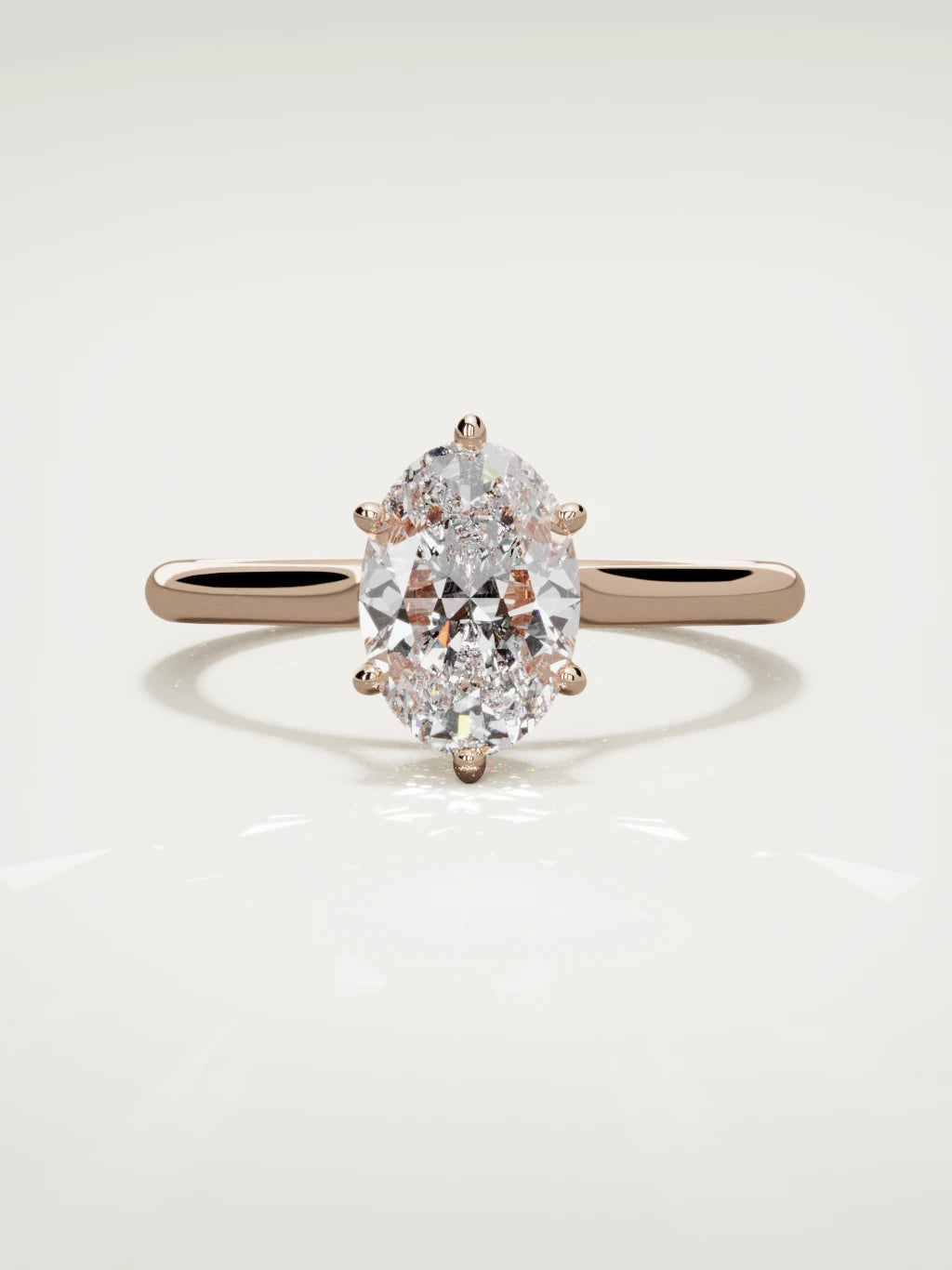 The Altar oval lab-grown diamond solitaire in 14K rose gold, front view