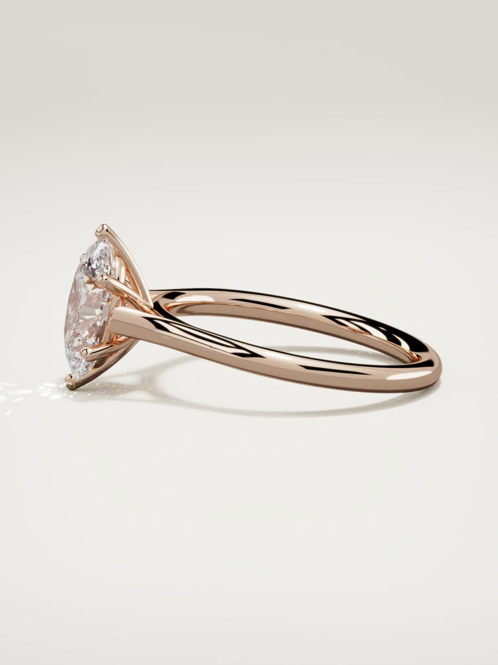 The Altar oval lab-grown diamond solitaire in 14K rose gold, side view