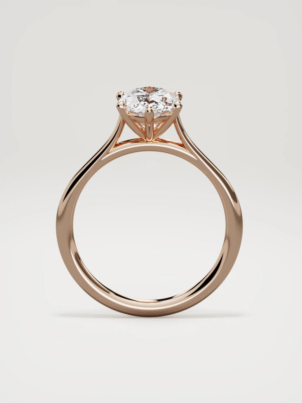 The Altar oval lab-grown diamond solitaire in 14K rose gold, standing front view