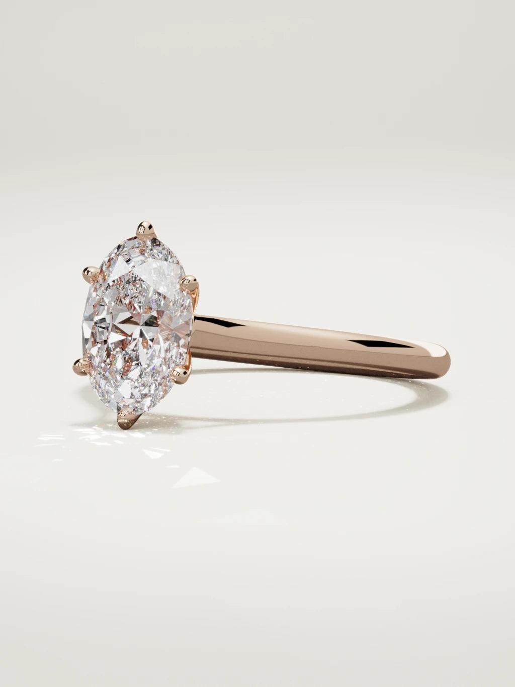 The Altar oval lab-grown diamond solitaire in 14K rose gold, three-quarter view