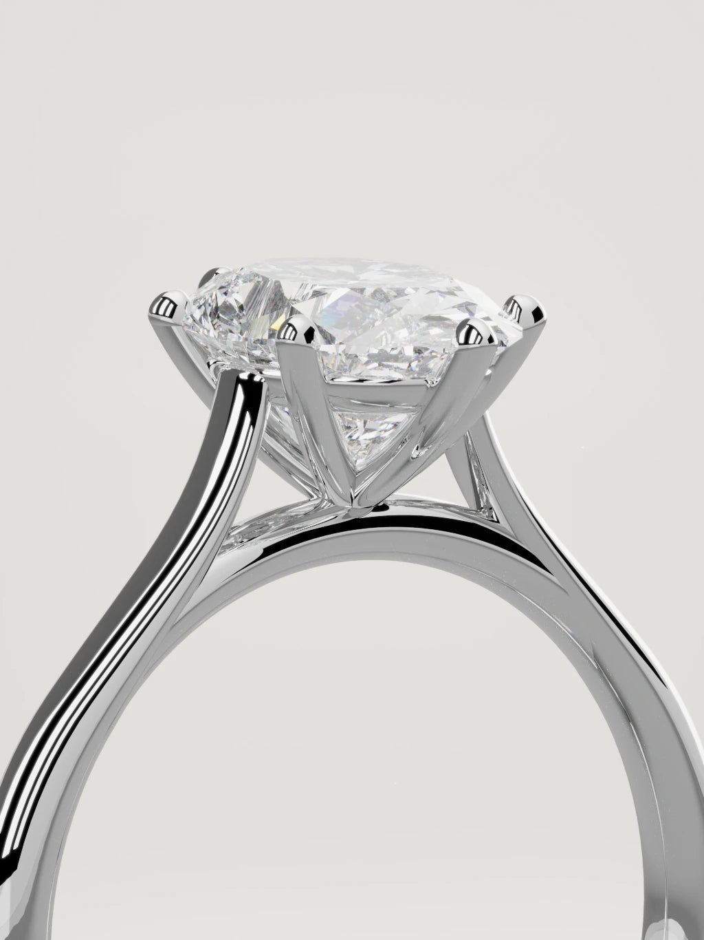 The Altar oval lab-grown diamond solitaire in 14K white gold, standing three-quarter view