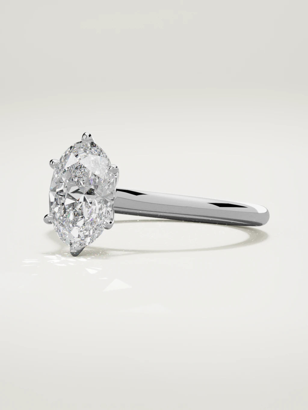 The Altar oval lab-grown diamond solitaire in 14K white gold, three-quarter view