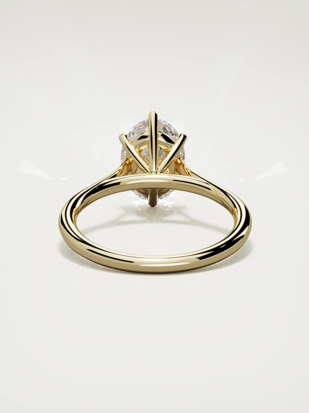 The Altar oval lab-grown diamond solitaire in 14K yellow gold, back view