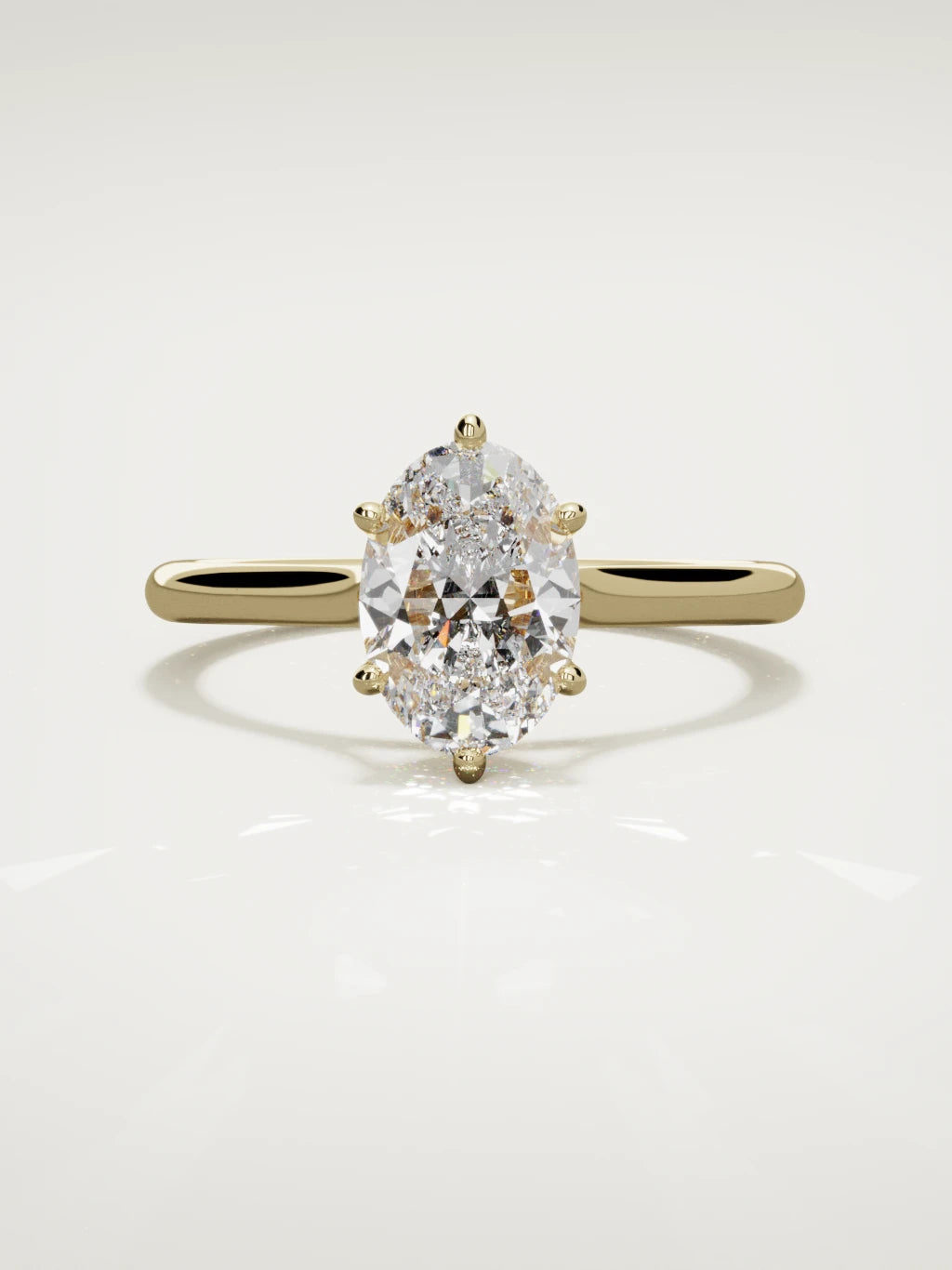 The Altar oval lab-grown diamond solitaire in 14K yellow gold, front view