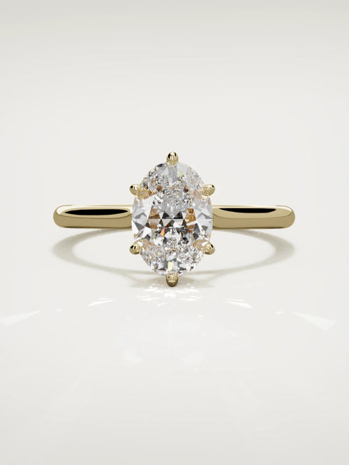 The Altar oval lab-grown diamond solitaire in 14K yellow gold, front view