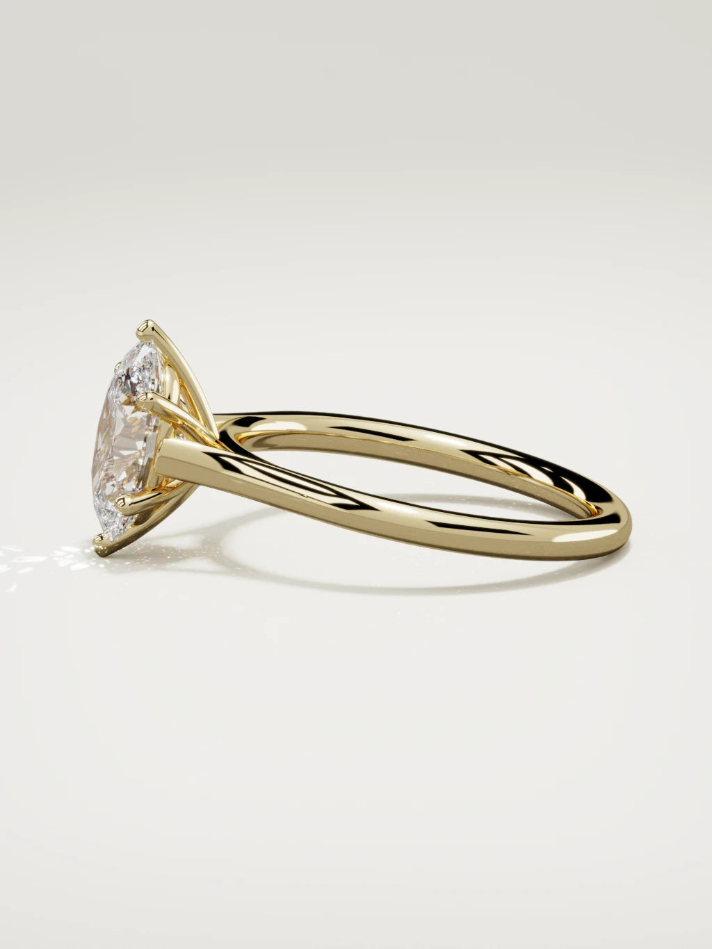 The Altar oval lab-grown diamond solitaire in 14K yellow gold, side view