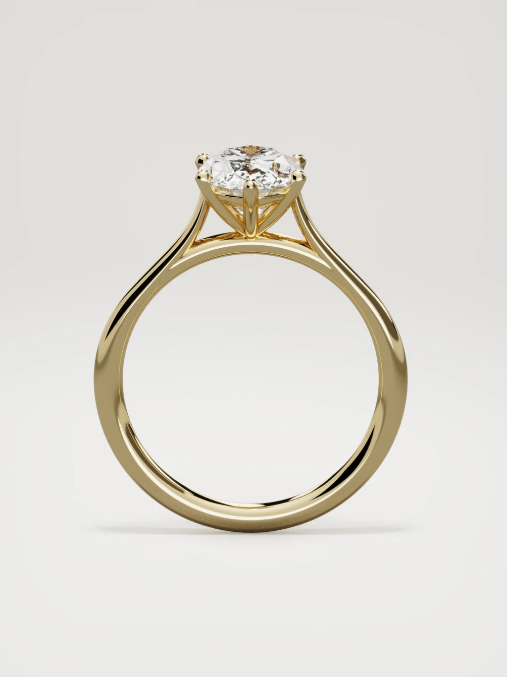 The Altar oval lab-grown diamond solitaire in 14K yellow gold, standing front view