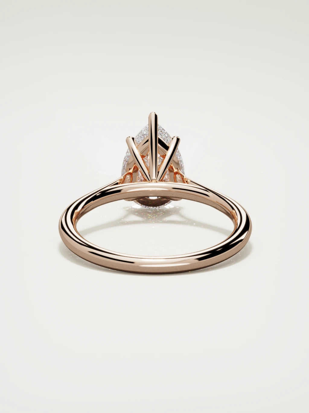 The Altar pear-shaped lab-grown diamond solitaire in 14K rose gold, back view