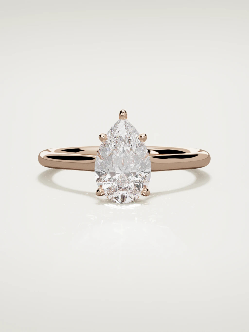 The Altar pear-shaped lab-grown diamond solitaire in 14K rose gold, front view