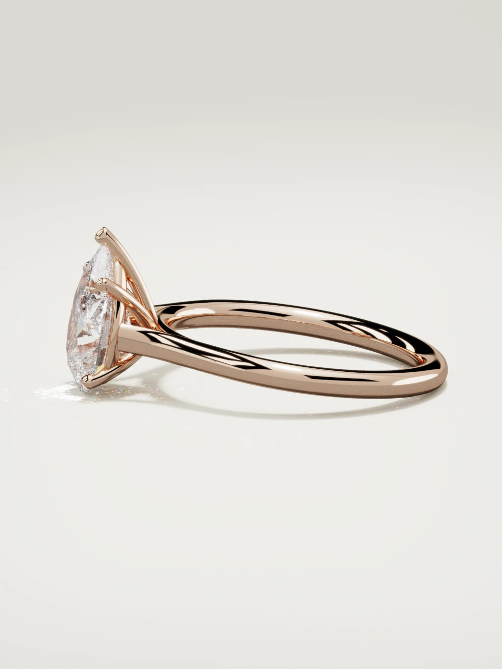 The Altar pear-shaped lab-grown diamond solitaire in 14K rose gold, side view